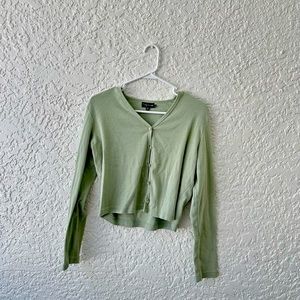Green button up cardigan